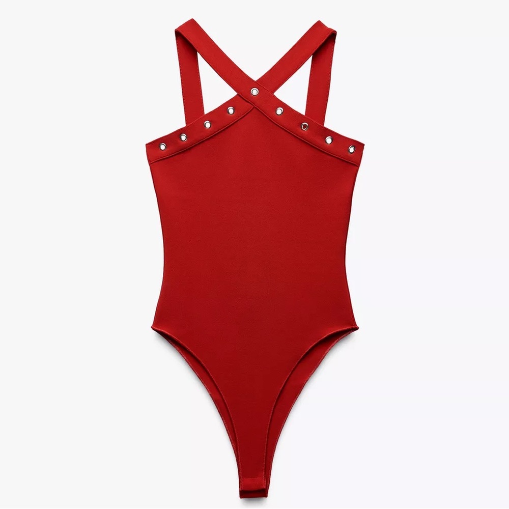 Zara Red Studded Bodysuit